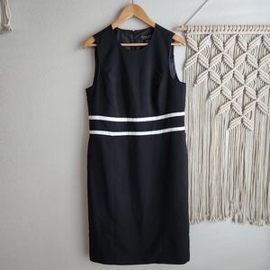 Evan Picone Black White Stripe Midi Dress Career Classic Size 12